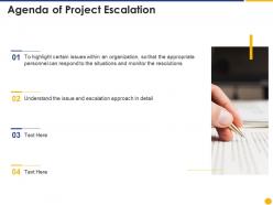 Agenda of project escalation escalation project management ppt information