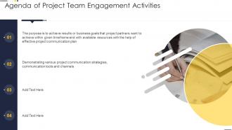 Agenda Of Project Team Engagement Activities Ppt Slides Background Image