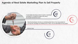 Agenda Of Real Estate Marketing Plan To Sell Property
