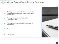 Agenda Of Sales Consultancy Business Ppt Powerpoint Presentation Outline Samples