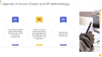 Agenda of scrum crystal and xp methodology ppt slides style