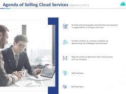 Agenda of selling cloud services infrastructure ppt powerpoint presentation ideas styles