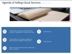 Agenda Of Selling Cloud Services Option 2 Of 2 Their Ppt Powerpoint Presentation Gallery Diagrams