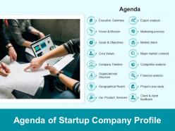 Agenda of startup company profile