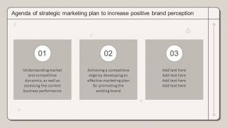 Agenda Of Strategic Marketing Plan To Increase Perception Strategic Marketing Plan To Increase