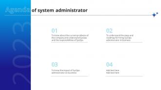 Agenda Of System Administrator Ppt Powerpoint Presentation Diagram Graph Charts