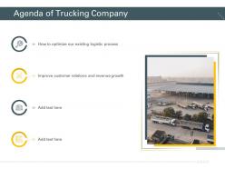 Agenda of trucking company ppt powerpoint presentation icon outline