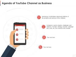 Agenda of youtube channel as business youtube channel as business ppt guidelines