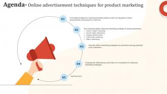 Agenda Online Advertisement Techniques For Product Marketing MKT SS V
