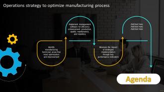 Agenda Operations Strategy To Optimize Manufacturing Process Strategy SS