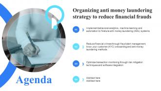 Agenda Organizing Anti Money Laundering Strategy To Reduce Financial Frauds