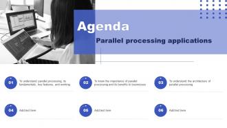 Agenda Parallel Processing Applications Ppt Slides Infographic Template
