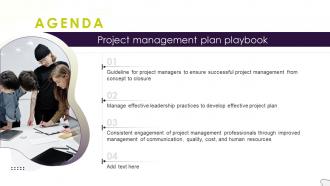 Agenda Project Management Plan Playbook Ppt Slides Icons