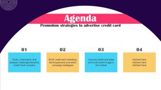 Agenda Promotion Strategies To Advertise Credit Card Strategy SS V