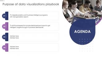 Agenda Purpose Of Data Visualizations Playbook Ppt Slides Background