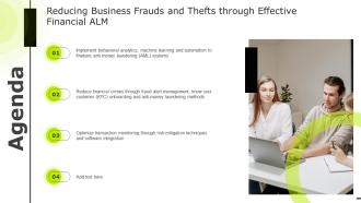 Agenda Reducing Business Frauds And Thefts Through Effective Financial Alm