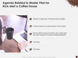 Agenda related to master plan for kick start a coffee house ppt mockup