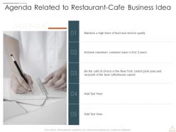 Agenda related to restaurant cafe business idea ppt graphics