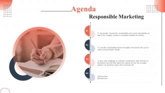 Agenda Responsible Marketing Ppt Powerpoint Presentation Inspiration Vector