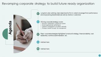 Agenda Revamping Corporate Strategy To Build Future Ready Organization