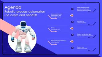 Agenda Robotic Process Automation Use Cases And Benefits Ppt Icon Portfolio