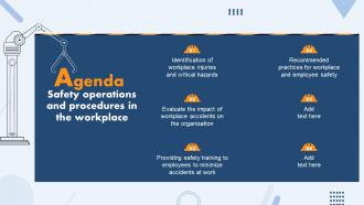 Agenda Safety Operations And Procedures In The Workplace Ppt File Templates