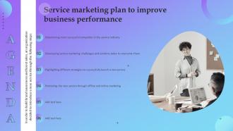 Agenda Service Marketing Plan To Improve Business Performance