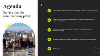 Agenda Service Plan For Manufacturing Plant Ppt Slides Background Images
