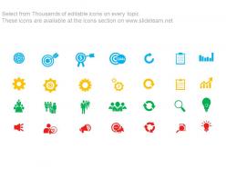 Agenda slide with icons going from left to right in a circle powerpoint slide