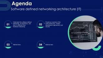 Agenda Software Defined Networking Architecture It Ppt Designs