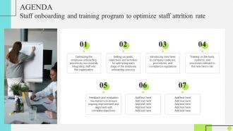Agenda Staff Onboarding And Training Program To Optimize Staff Attrition Rate