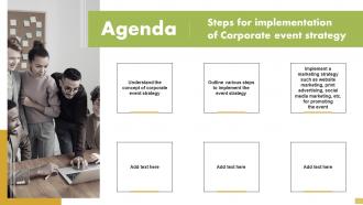 Agenda Steps For Implementation Of Corporate Event Strategy