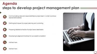 Agenda Steps To Develop Project Management Plan