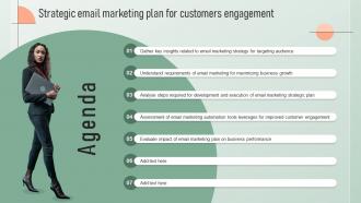 Agenda Strategic Email Marketing Plan For Customers Engagement