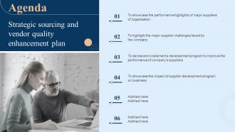 Agenda Strategic Sourcing And Vendor Quality Enhancement Plan Ppt Slides Infographic Template