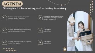 Agenda Strategies For Forecasting And Ordering Inventory