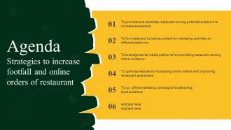 Agenda Strategies To Increase Footfall And Online Orders Of Restaurant