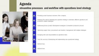 Agenda Streamline Processes And Workflow With Operations Level Strategy Strategy SS V