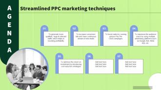 Agenda Streamlined PPC Marketing Techniques MKT SS V