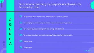 Agenda Succession Planning To Prepare Employees For Leadership Roles