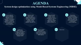 Agenda System Design Optimization Using Model Based Systems Engineering MBSE