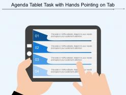 Agenda tablet task with hands pointing on tab