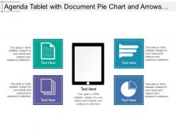 Agenda tablet with document pie chart and arrows image