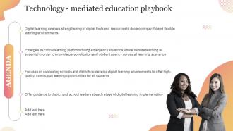 Agenda Technology Mediated Education Playbook Ppt Diagram Graph Charts