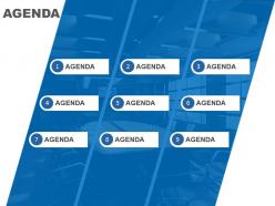 Agenda template design for nine different business agendas powerpoint slide