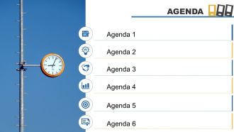 Agenda template design with vertical list of icons powerpoint slide
