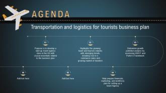 Agenda Transportation And Logistics For Tourists Business Plan BP SS