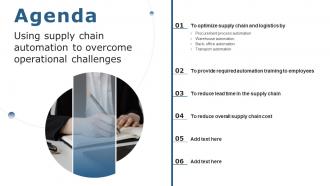 Agenda Using Supply Chain Automation To Overcome Operational Challenges