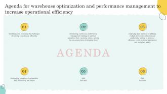 Agenda Warehouse Optimization Performance Management Increase Operational Efficiency