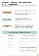 Agile Addressing Effective User Story In Agile Product Development One Pager Sample Example Document